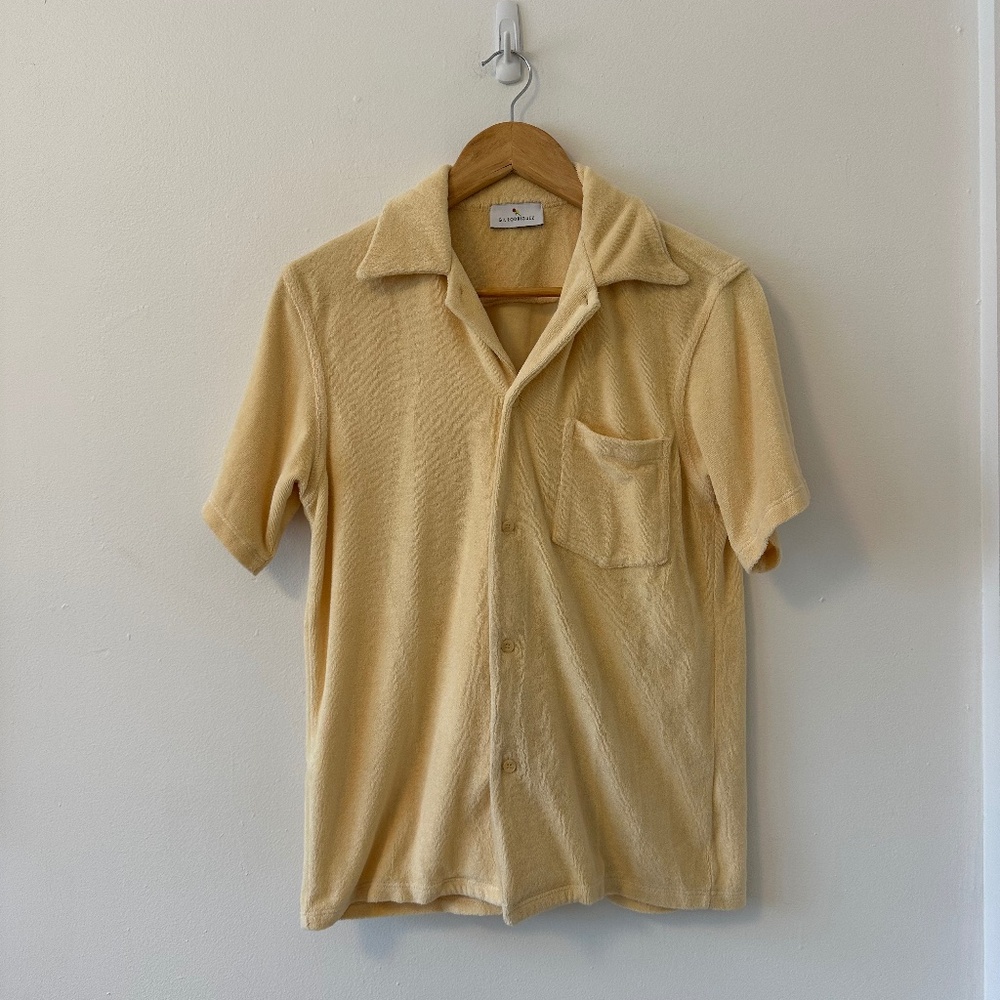 Gil Rodriguez Terrycloth Cabana Shirt in Butter Yellow | Size XS
